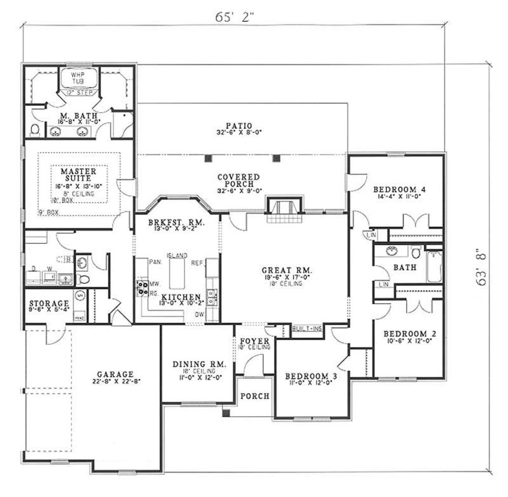 Floor Plan First Story of French Plan #153-1611